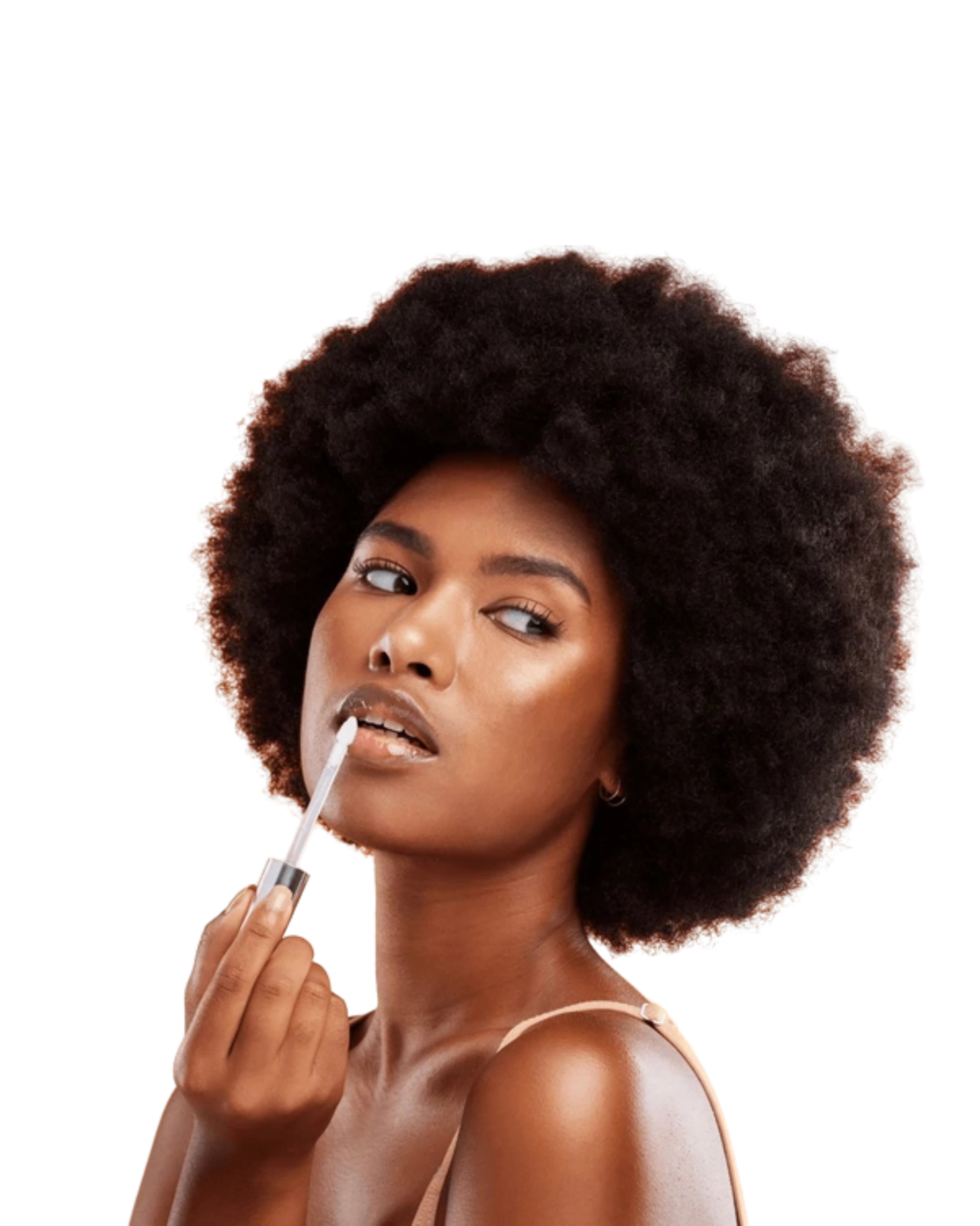 Woman applying lip gloss